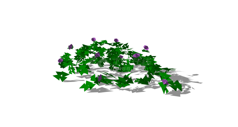 灌木三角形绿叶紫色点缀su模型-图一
