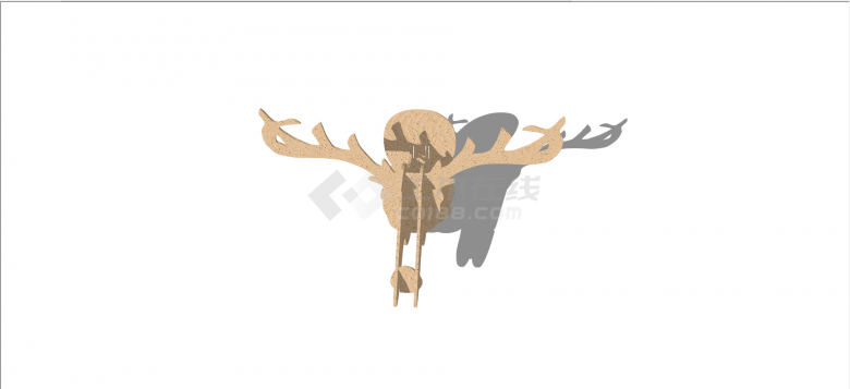 棕色木鹿现代抽象艺术雕塑su模型-图二