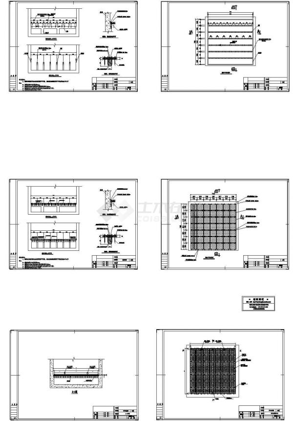 某曝气生物滤池设计(cad)施工图纸-图一