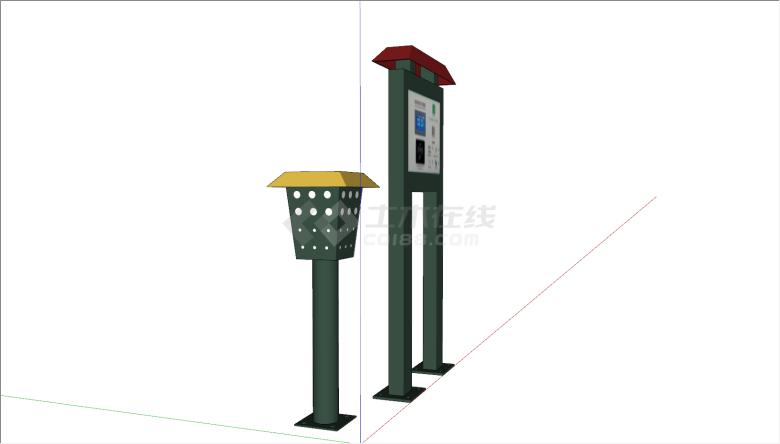 标识牌式简易现代充电桩su模型-图一