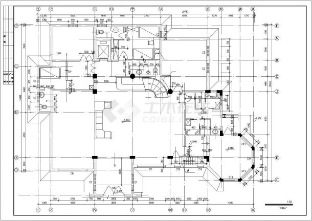 某市豪华别墅建筑设计CAD施工图-图二
