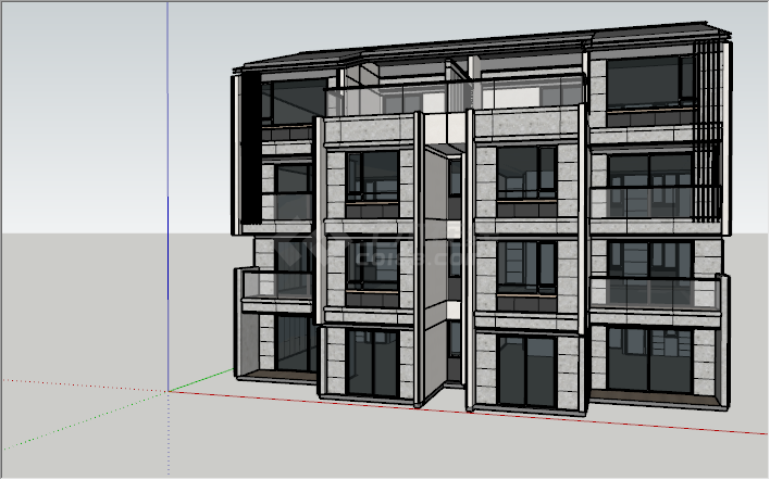 现代灰色系列公寓房su模型-图二