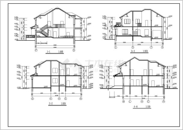 某市连排别墅建筑CAD方案设计图-图一