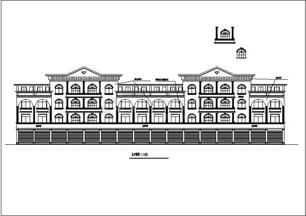 嘉兴某4层欧式商住楼建筑设计施工cad图纸-图二