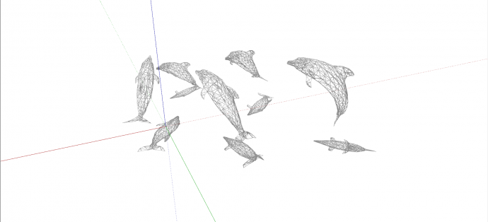 银色镂空海豚状现代抽象艺术雕塑su模型_图1