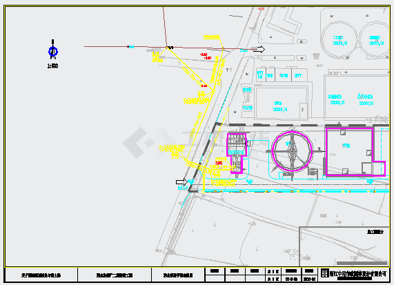 某污水一体化提升泵站污水处理厂管道平面布置图CAD设计图纸-图一