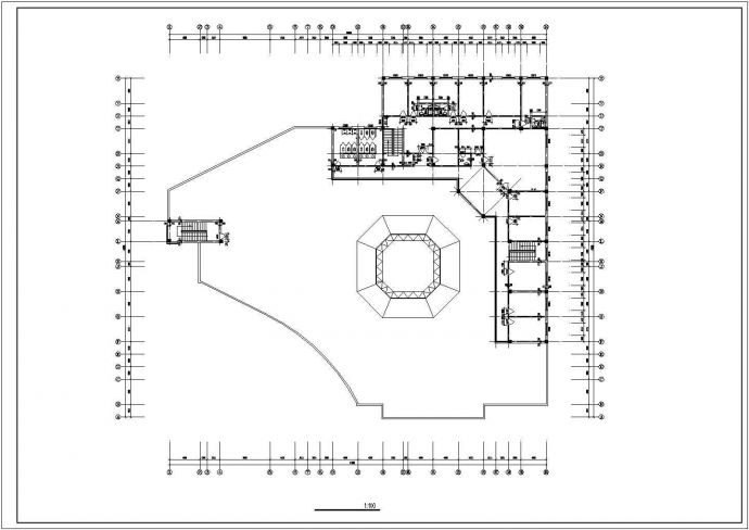 某框架结构二层娱乐城设计cad平面施工图纸_图1
