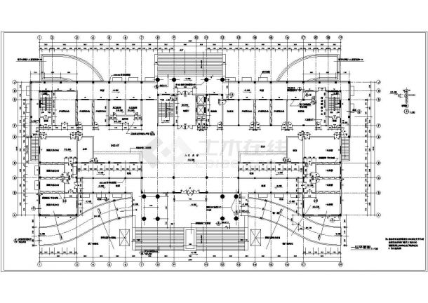  地下1地上10层欧式行政办公楼建筑设计方案CAD图纸（长72.6米 宽32.1米）-图二