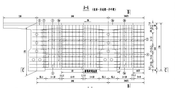 装配式预应力混凝土T梁桥端横梁钢筋设计图-图二