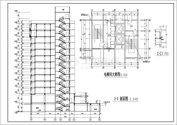 重庆某中学教学楼建筑设计全套施工图-图二