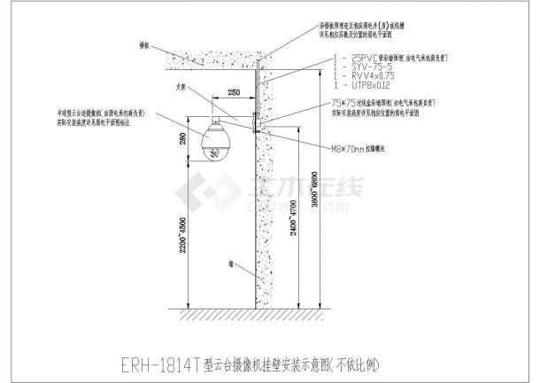 摄像机及喇叭安装CAD大样图(含CS-05型喇叭吊顶安装示意图)-图一