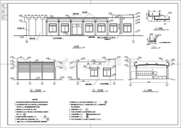 某一层框架结构食堂设计cad全套建筑施工图（含设计说明）-图二