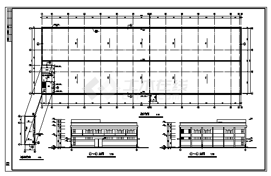 厂房设计_某市二层厂房建筑施工cad图，共五张-图一