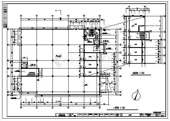 厂房设计_5300平方米某镇四层电子工业厂房建筑施工cad图，共十三张-图二