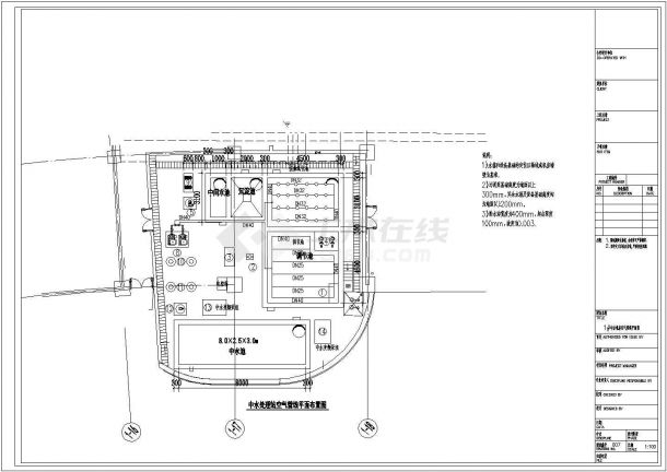 杭州某大型中水处理站建筑给排水系统设计CAD图纸-图一