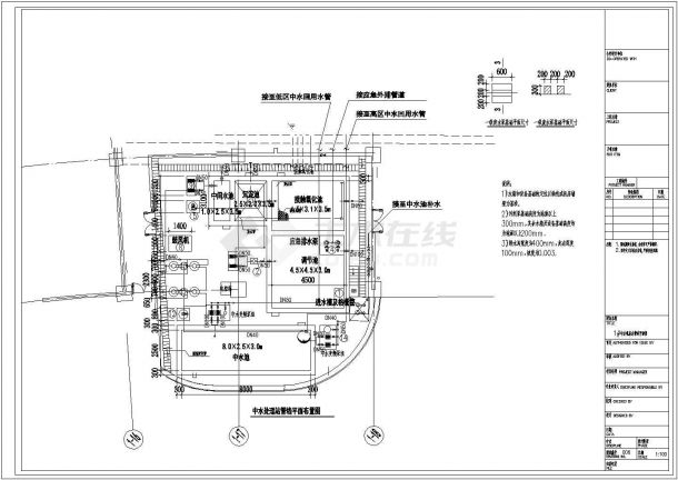 杭州某大型中水处理站建筑给排水系统设计CAD图纸-图二