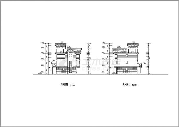 某三层别墅平立剖面建筑设计图（含屋顶平面剖面图）-图一