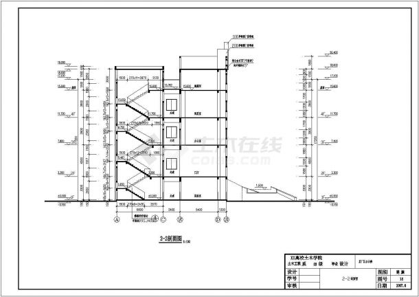土木工程毕业设计_办公楼设计_某3611.42平米带构架层办公楼毕业设计方案CAD图纸-图二