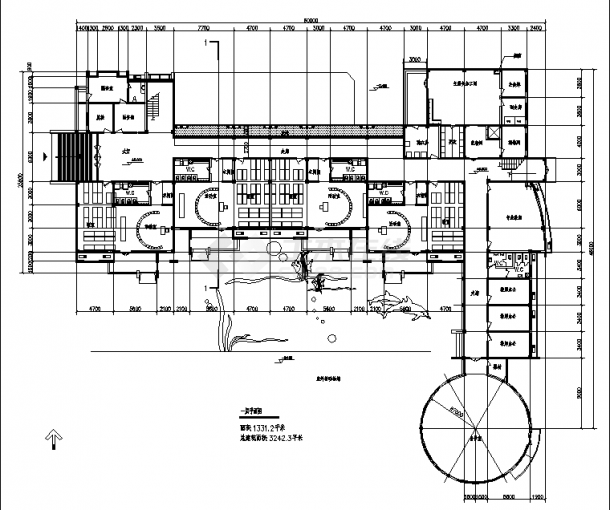 3层3242平米幼儿园教学楼建筑设计施工cad图纸-图一