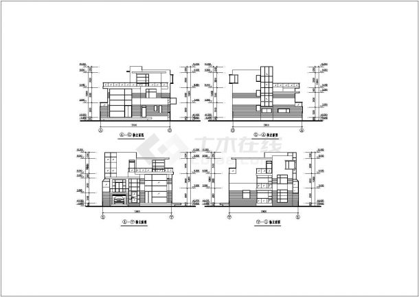 某三层框架结构现代风格私家别墅（建筑面积309.4平方米）设计cad建筑方案图（标注详细）-图一