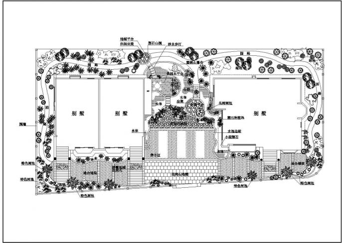 某现代高级私人别墅景观方案规划设计cad总平面施工图（标注详细）_图1