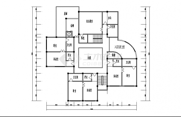 3层小区幼儿园综合楼建筑设计施工cad图纸-图一