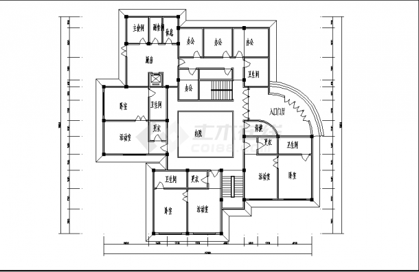 3层小区幼儿园综合楼建筑设计施工cad图纸-图二