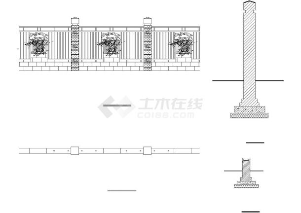 某地区特色围墙建筑设计CAD图纸-图一