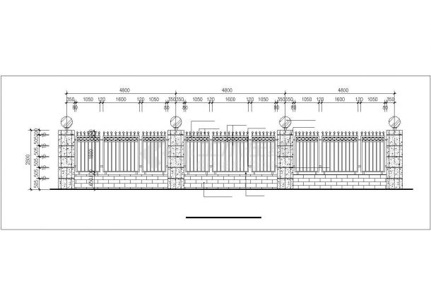 某地区铁艺围墙建筑大样设计CAD图纸-图二