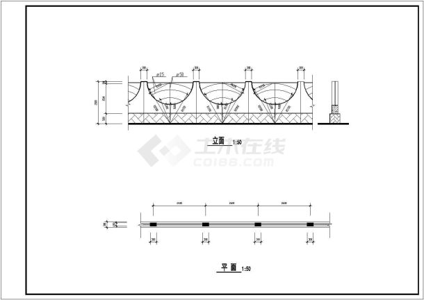 某地区围墙建筑大样设计CAD图纸-图一