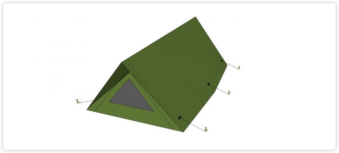三角形军绿色露营帐篷su模型_图1