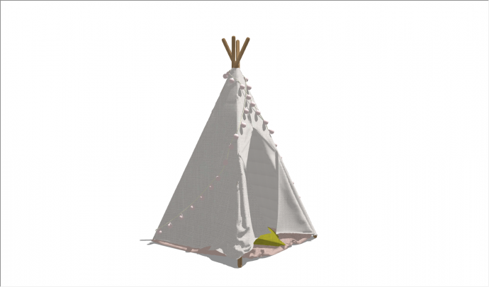 儿童印第安布艺帐篷su模型_图1