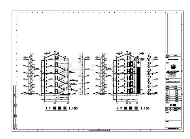 南京某信息职业技术学院剖面图-图一