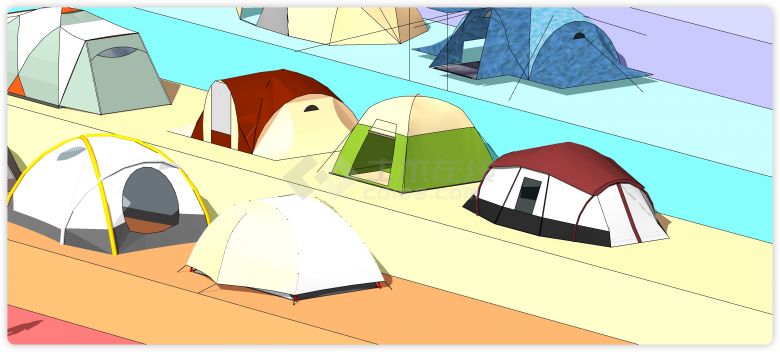 各种形状蒙古包帐篷su模型-图二