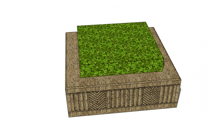 带有美观绿植的方形的椅子su模型_图1