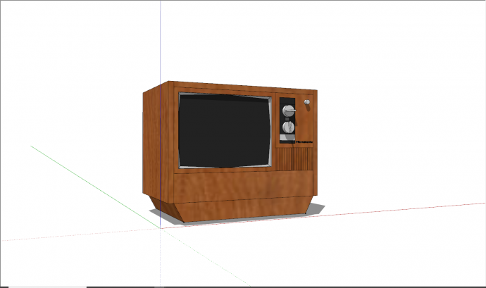 现代褐色复古电视机su模型_图1