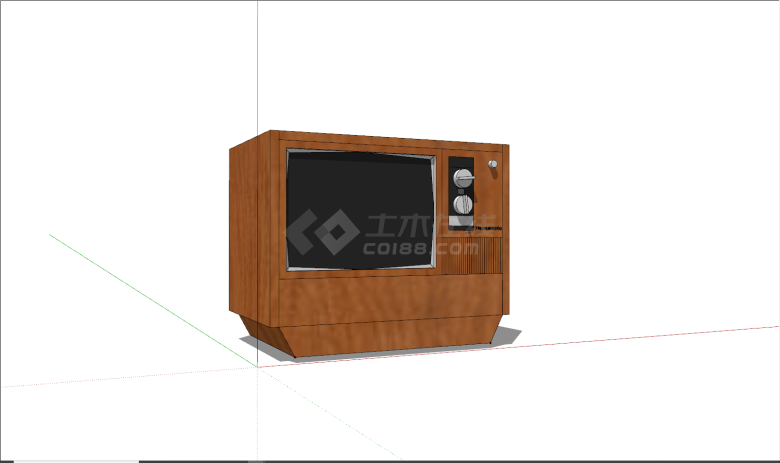 现代褐色复古电视机su模型-图一
