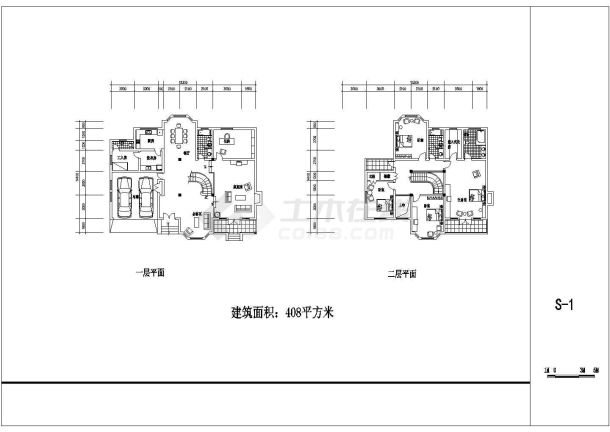 某408平独栋二层别墅CAD平面图-图二