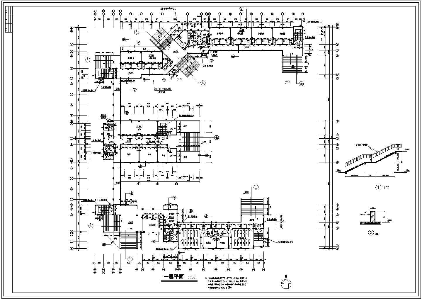 某中学教学楼综合楼规划cad施工图