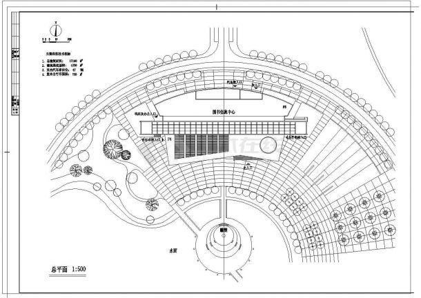 某校图书馆CAD建筑规划详细设计图-图二