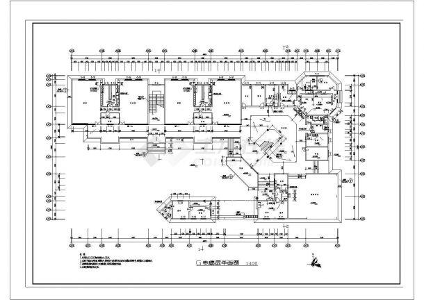 某盛海花园幼儿园CAD建筑设计详细平立面图-图一