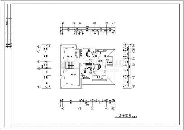 双层别墅建筑规划CAD平面图-图二
