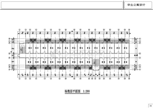 某中学学生公寓方案CAD施工图-图二