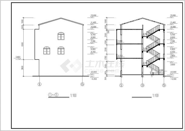 太原市某现代化村镇3层砖混结构民居住宅楼建筑设计CAD图纸-图一