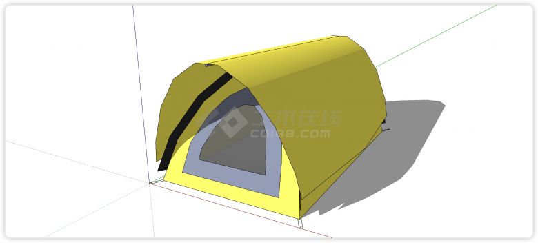 黄色双层顶拱形门帐篷su模型-图一
