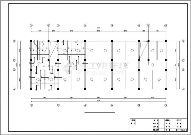 2800平米5层框架结构商务写字楼建筑设计CAD图纸-图二