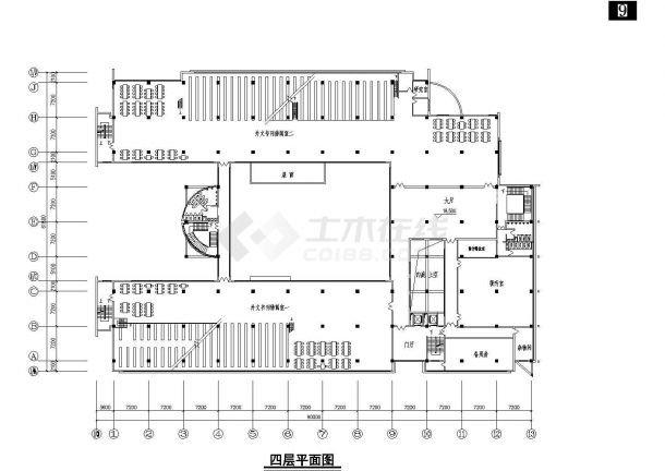 某地大学图书馆全套设计cad施工图-图一