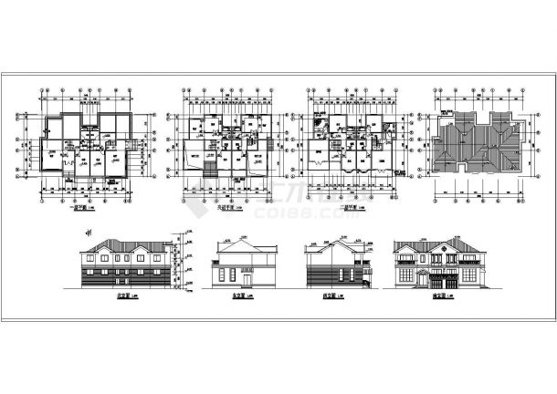 昆山银泰花园二层联体别墅建筑设计施工图纸-图一