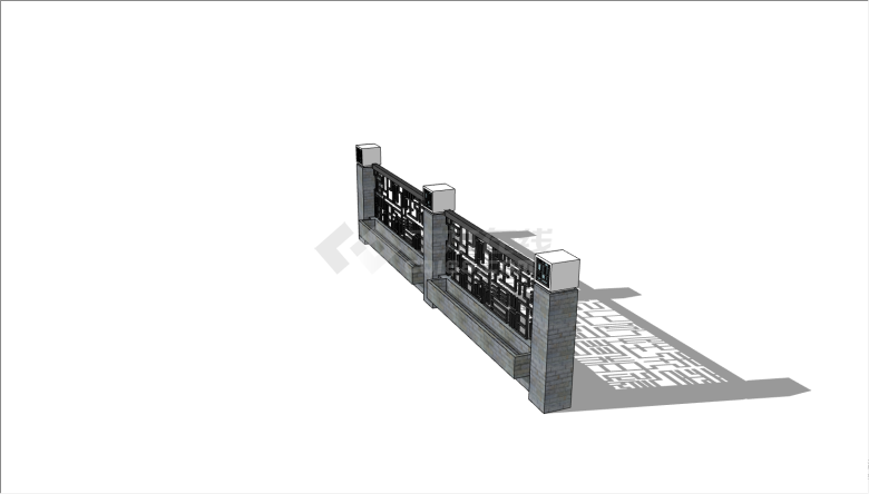 灰色的墙带有铁艺的花纹su模型-图一