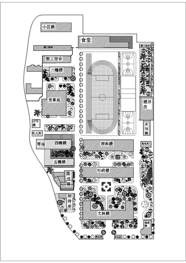 某校园环境绿化CAD设计大样图-图一